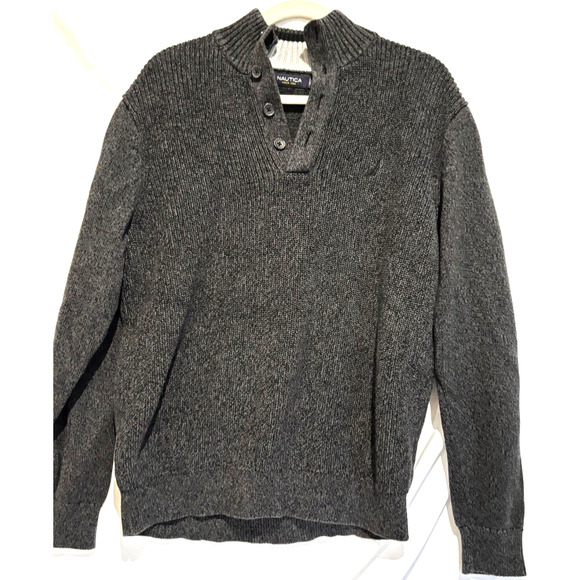 Nautica Other - Nautica Mens L Black Gray collar V neck Pullover Sweater preppy capsule career
